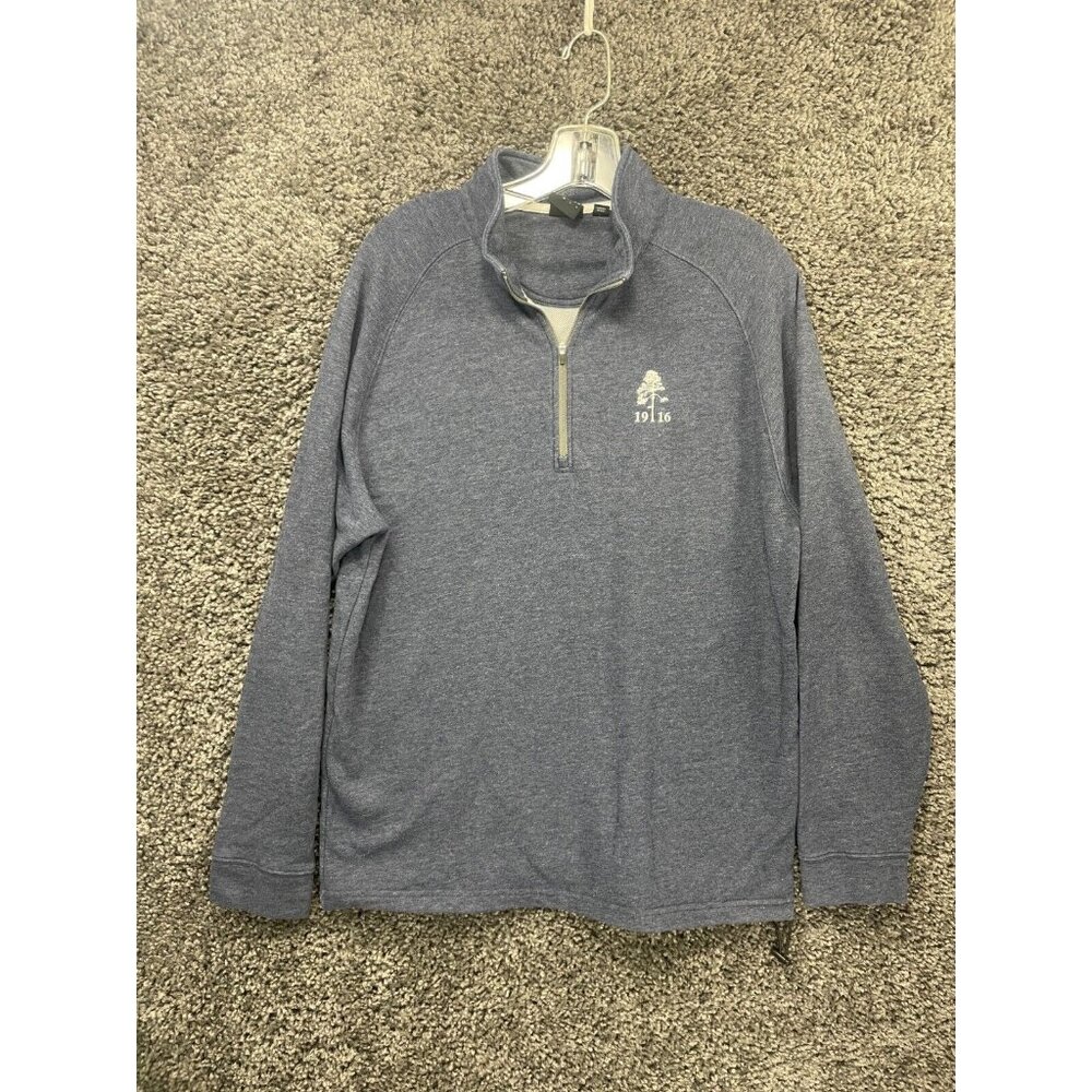 Dunning Golf 1/4 Zip Sweater Men's Large Blue Knit Polyester Stretch Long Sleeve
